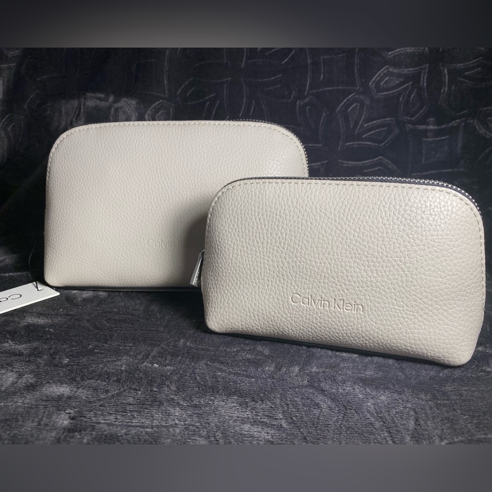 2pc Micro Pebble Genuine Leather Pouch